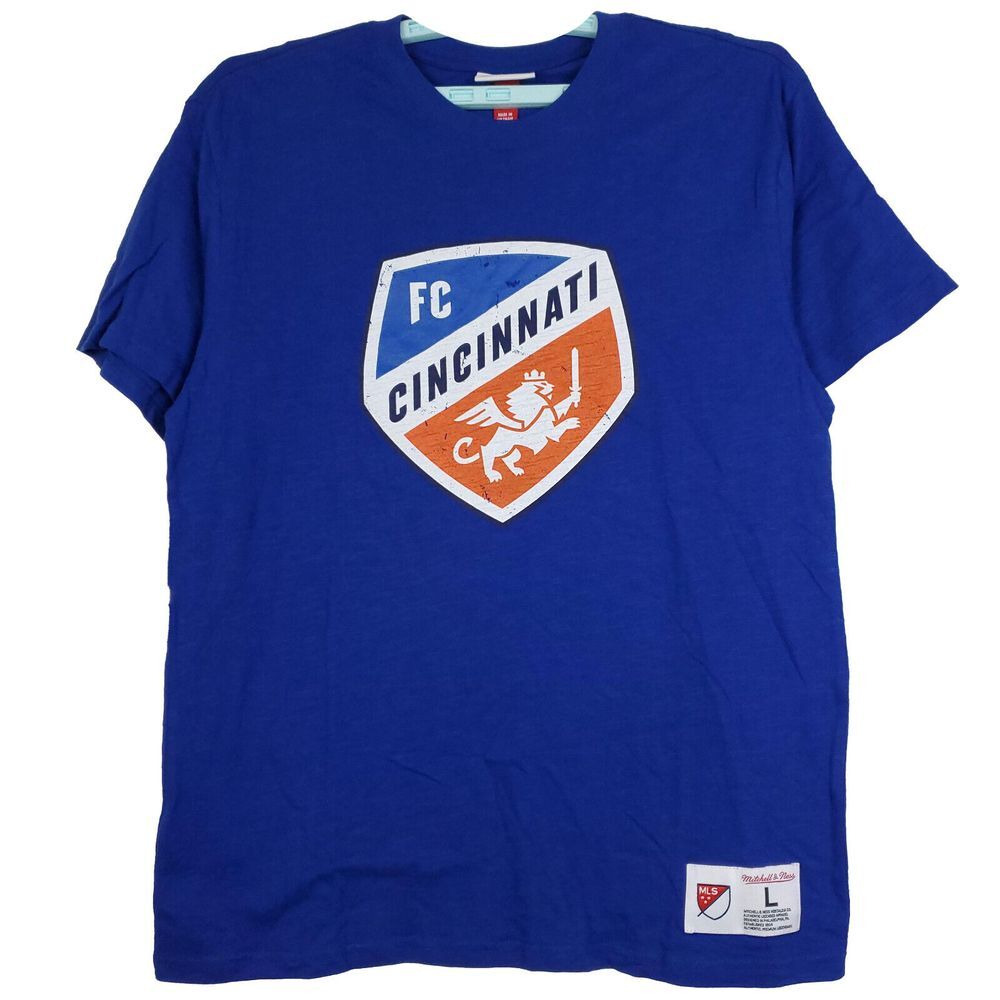 Cincinnati FC Mitchell & Ness MLS L Large Shirt Distressed Logo Blue NWT